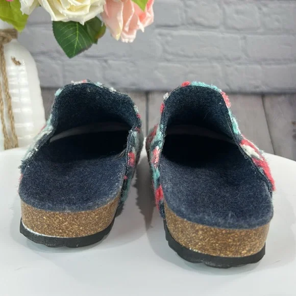 MANDEL Made in Italy Blue White & Pink Stars Slip On Clogs Mules Flats - Picture 4 of 17